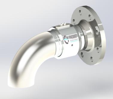 TP1100 R, adjustable rotary union, 90° elbow connection, Pacquet, France