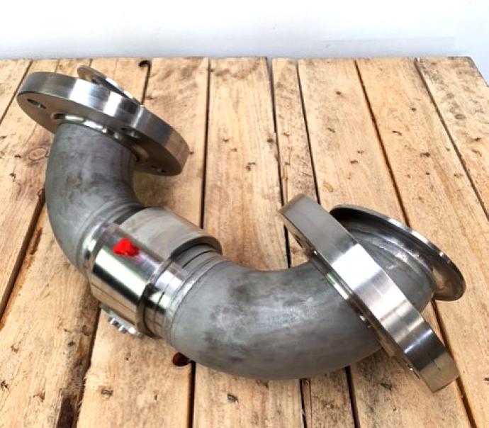 TP1100R, 3'' rotary union and elbows - model mounted with 2 swivel flanges, Pacquet